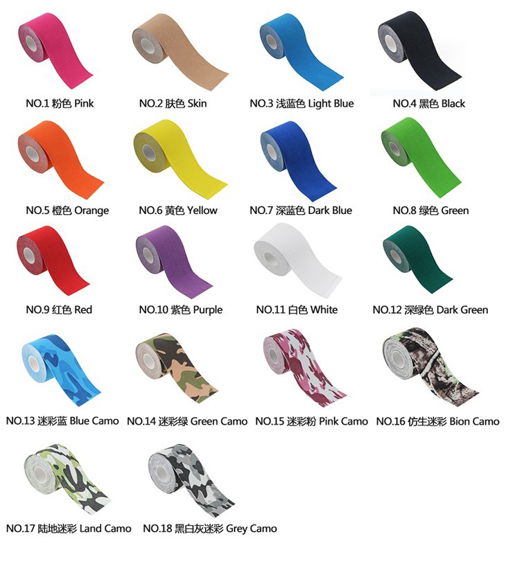 bulk uncut roll kinesiology tape colour card